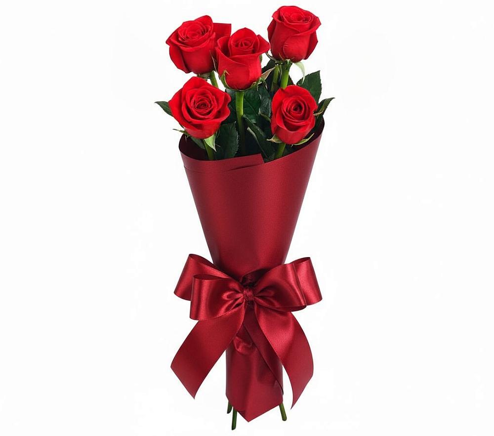Букет 5 Красных роз Эдлесс Лав в Малой Джалге