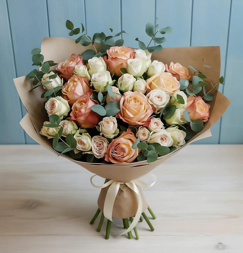 Букет цветов из: Альстромерии и Розы в Малой Джалге