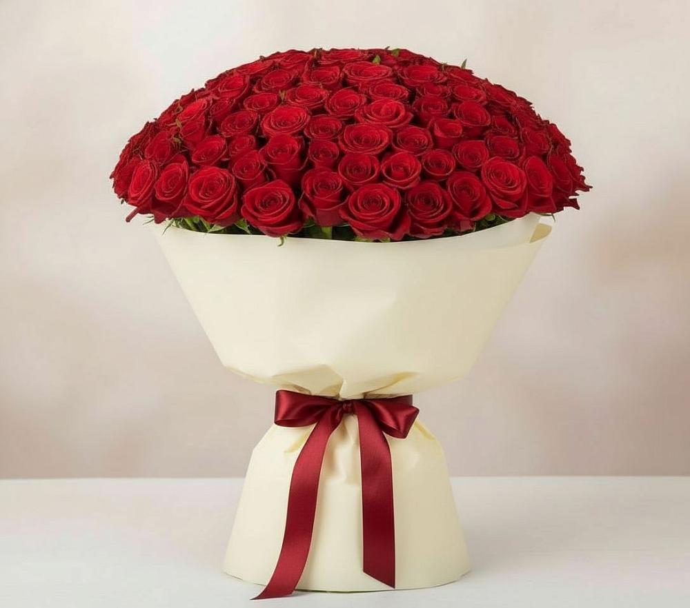 Букет 101 Красная роза Милано в Малой Джалге