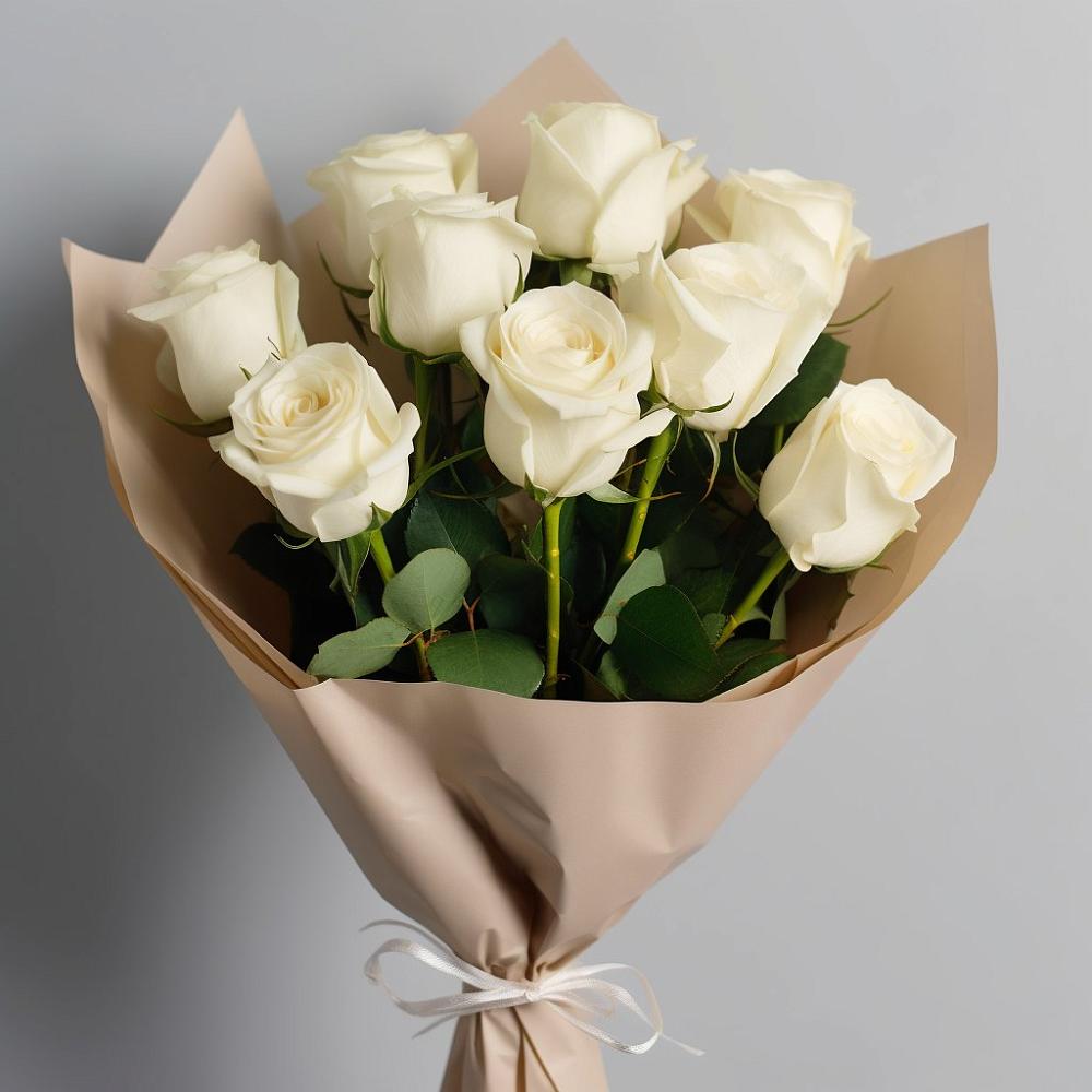 Букет 9 Белых роз Эдлесс Лав в Малой Джалге