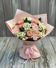 Букет цветов из:  Гвоздики, Розы и Хризантемы в Малой Джалге