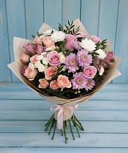 Букет цветов из:  Хризантемы, Розы и Альстромерии в Малой Джалге