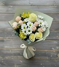 Букет цветов из:  Альстромерии, Розы и Хризантемы в Малой Джалге