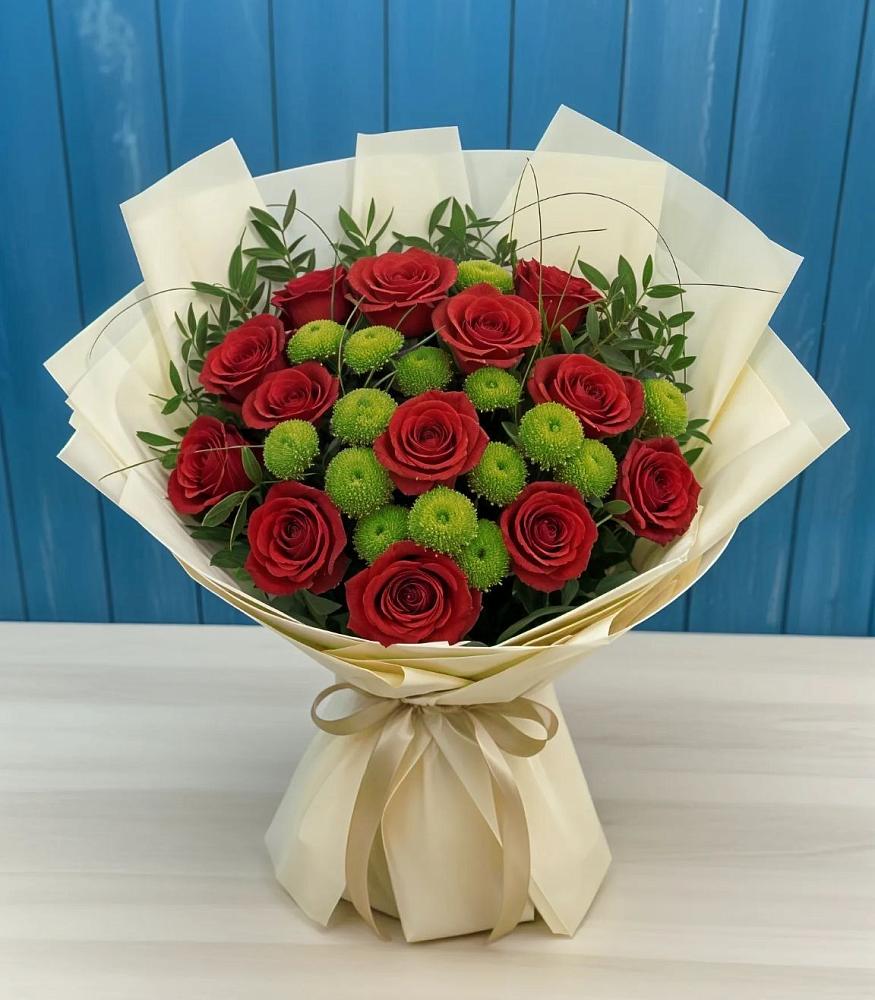 Букет цветов из: Розы и Хризантемы в Малой Джалге