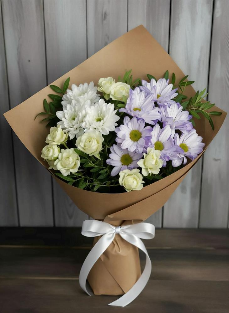 Букет цветов из: Хризантемы и Розы в Малой Джалге