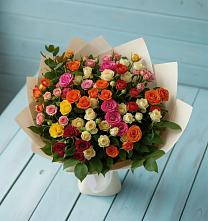 Букет Микс из разноцветных кустовых роз #REPLACE_PRED# Малой Джалге